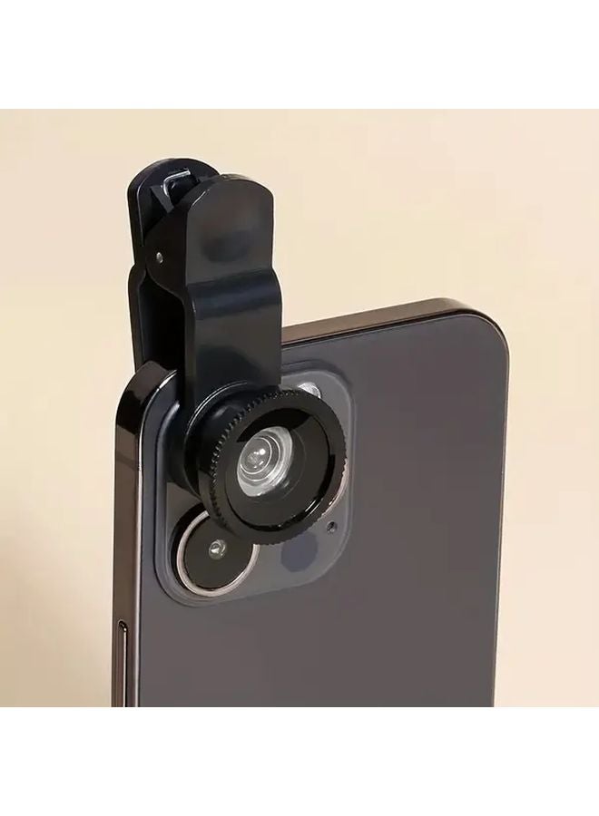 Black Universal Clip On Phone Lens Set Wide Angle Macro Fisheye - Image 1